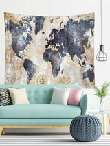 Artificial Map Print Tapestry