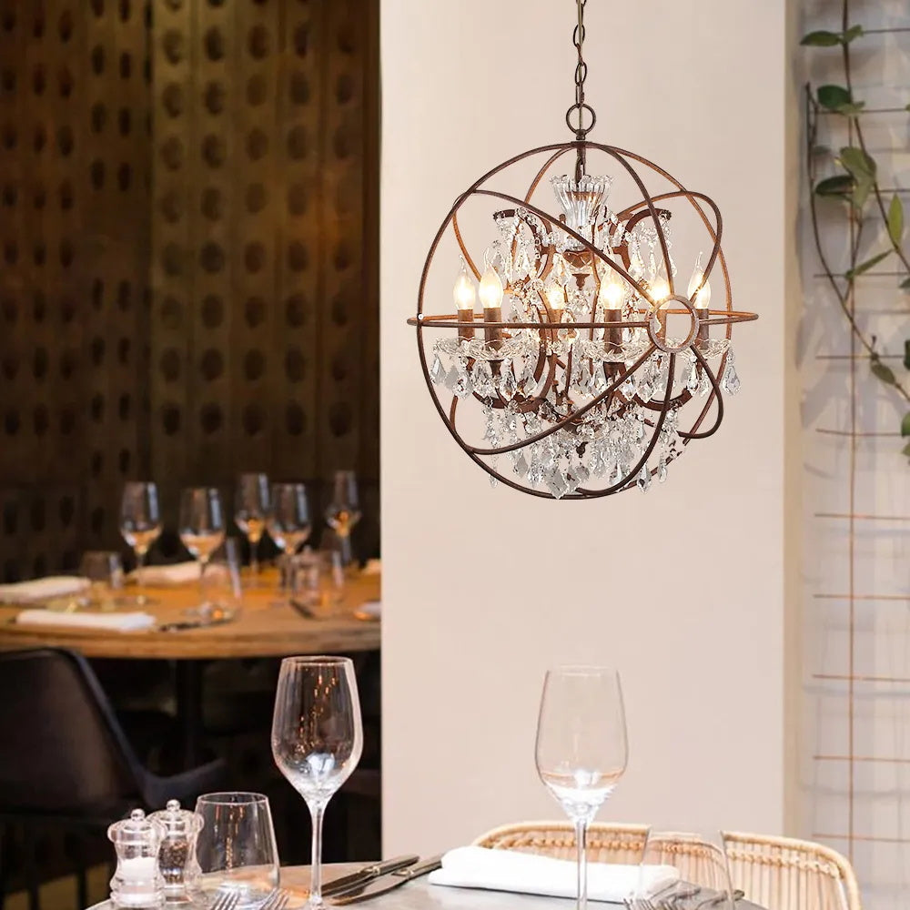 Metal Orb Chandelier
