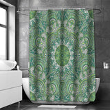 Feblilac Green Modern Bohemian Theme Shower Curtain with Hooks, Floral Bathroom Curtains with Ring, Unique Bathroom décor, Customized Bathroom Curtains, Extra Long Shower Curtain