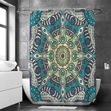 Feblilac Blue Yellow Modern Bohemian Theme Shower Curtain with Hooks, Floral Bathroom Curtains with Ring, Unique Bathroom décor, Customized Bathroom Curtains, Extra Long Shower Curtain