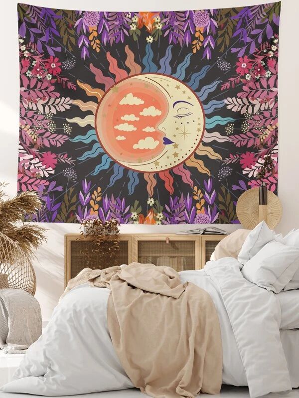 Moon & Plant Print Tapestry