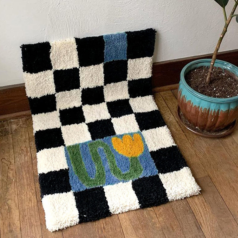 Multicolored Checkerboard Bath Mat