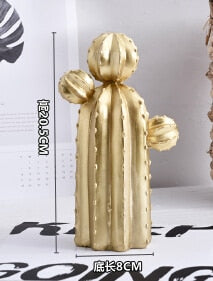 New Nordic style Golden or White Cactus Ornament Home Decor Resin Nice Catcus Figure Handmade Simulation Plant for Home & Shop