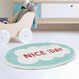 Nice Day Ellipse White and Green Bath Mat