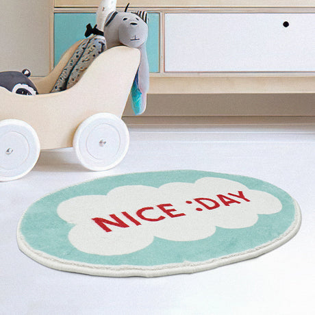 Nice Day Ellipse White and Green Bath Mat