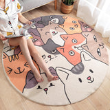 Cute Cartoon Cat Round Rug