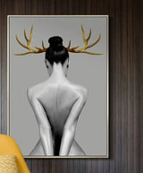 Nude with Golden Antlers Figurative Photographic Wall Art