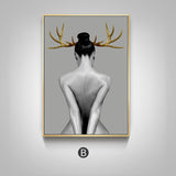 Nude with Golden Antlers Figurative Photographic Wall Art