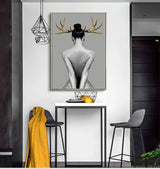 Nude with Golden Antlers Figurative Photographic Wall Art