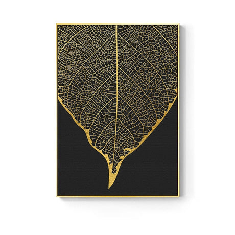 Golden abstract leaf flower Wall Art for Living Room Decor