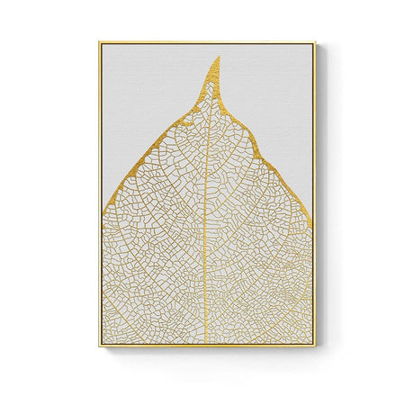 Golden abstract leaf flower Wall Art for Living Room Decor