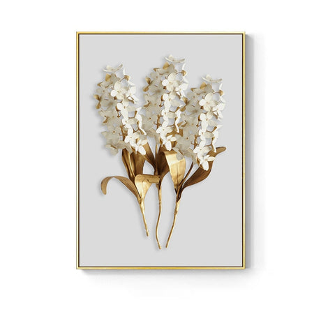 Golden abstract leaf flower Wall Art for Living Room Decor