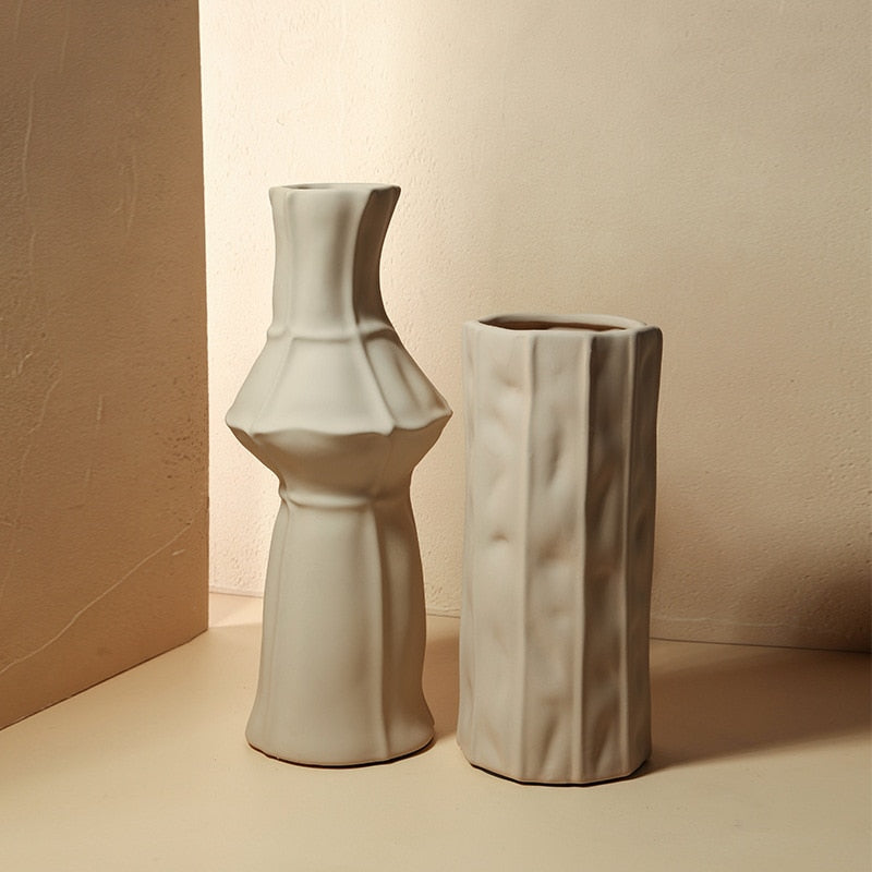 Nordic Style Art Ceramic Creative Hydroponic Vase Dried Flower Ornament Living Room Desktop Flower Decoration Homeware