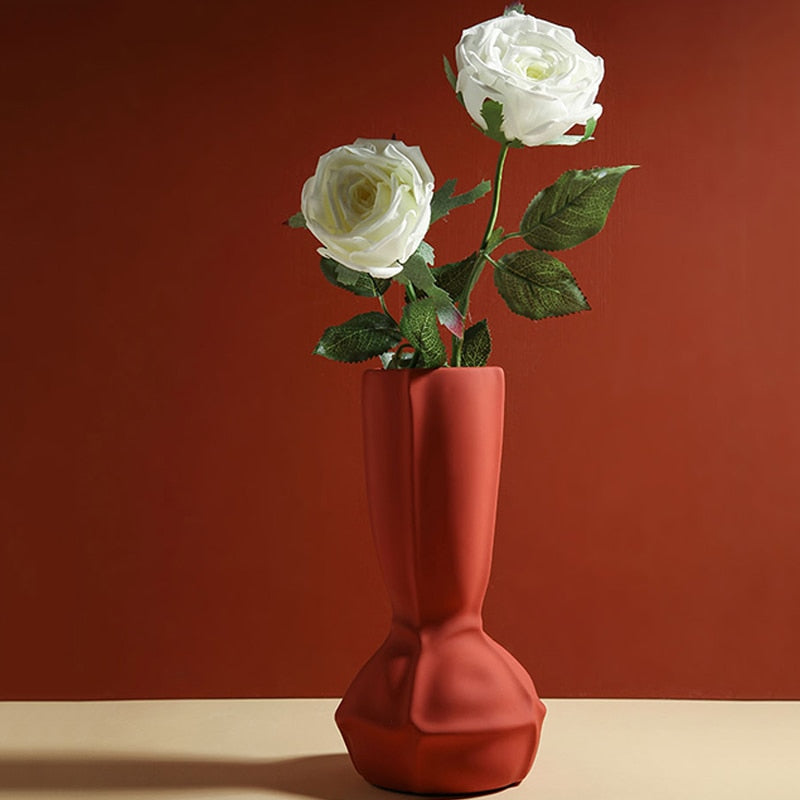 Nordic Style Art Ceramic Creative Hydroponic Vase Dried Flower Ornament Living Room Desktop Flower Decoration Homeware