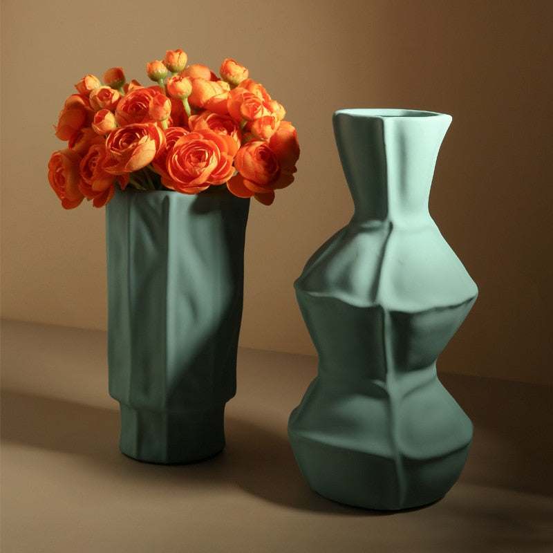 Nordic Style Art Ceramic Creative Hydroponic Vase Dried Flower Ornament Living Room Desktop Flower Decoration Homeware
