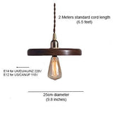 Walnut Wooden Shade Brass Pendant Light