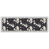 Feblilac Black and White Flower Leave PVC Leather Kitchen Mat