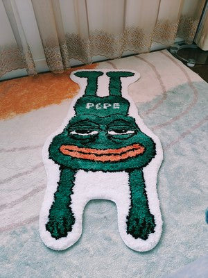 Green Frog Bath Mat Bedroom Rug, Funny Cartoon Animal Soft Plush Water-Absorbent Mat, Machine Washable