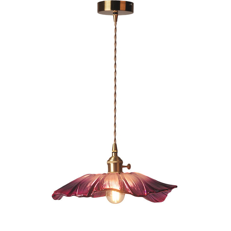 Creative Retro Lotus Glass Pendant Lamp