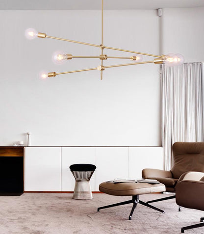 Circa Brass Mid century Pendant Light - 3 lines (6 heads)