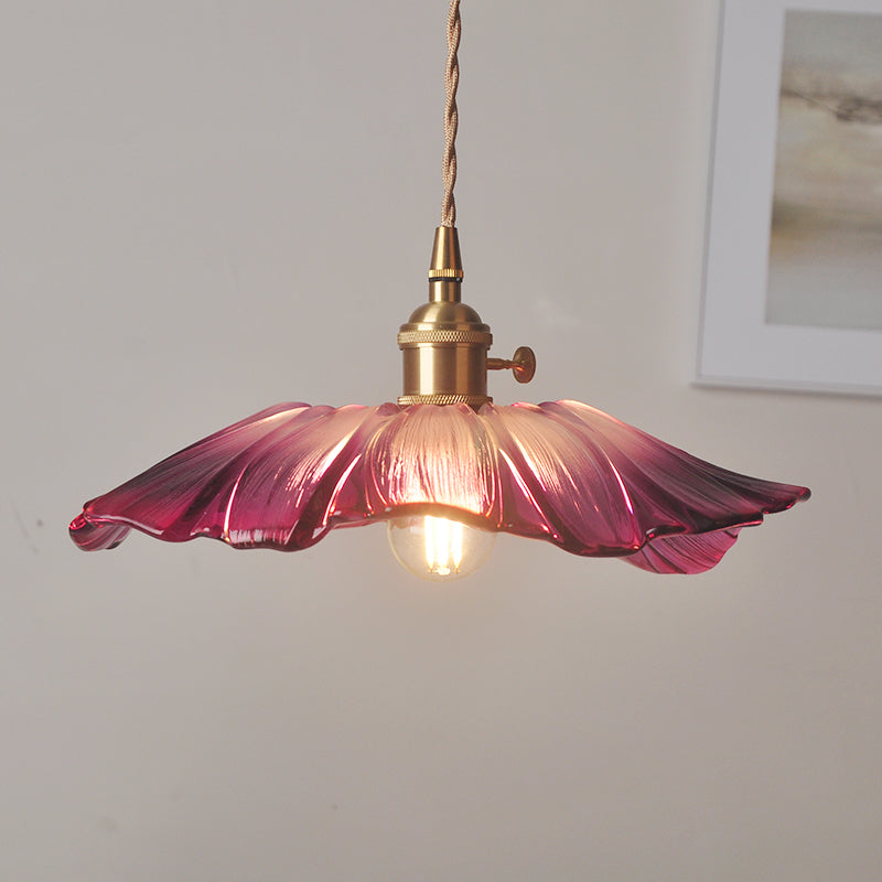 Creative Retro Lotus Glass Pendant Lamp