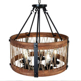 5-Light Wooden Circle Antique Chandelier