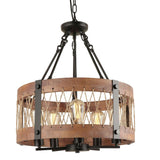 5-Light Wooden Circle Antique Chandelier