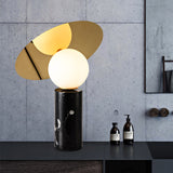 Bola Disc Table Lamp in Marquina Marble