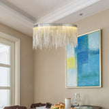 Aluminum chain Stream chandelier