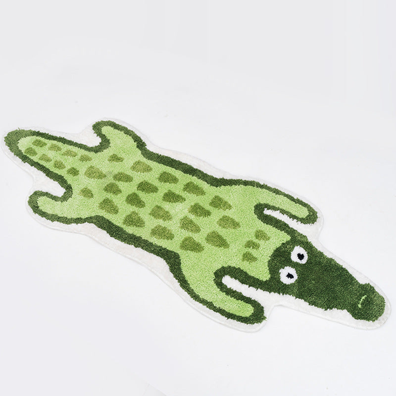 Feblilac Cartoon Crocodile Bathroom Mat, Soft Non-Slip Bath Floor Mat, Water Absorption Toilet Rug