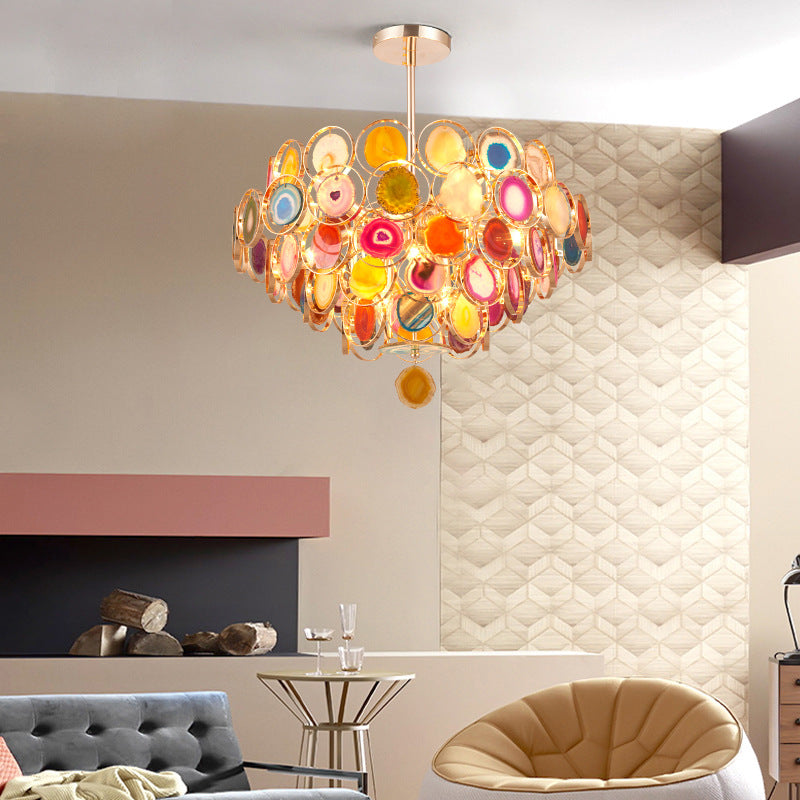 Colorful Slice Agate Chandelier for Foyer