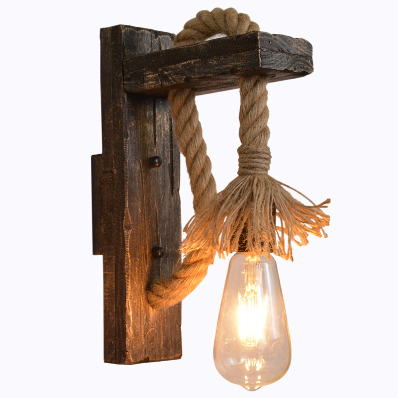 American Countryside Wooden Retro Wall Lamp