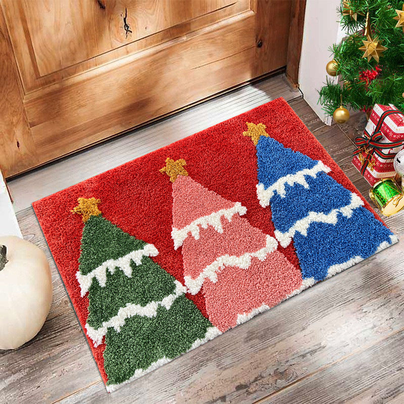 Feblilac Absorbent 3D Three-dimensional Christmas Tufted Bath Mat