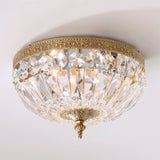 American Countryside Antique Brass Crystal Ceiling Lamp