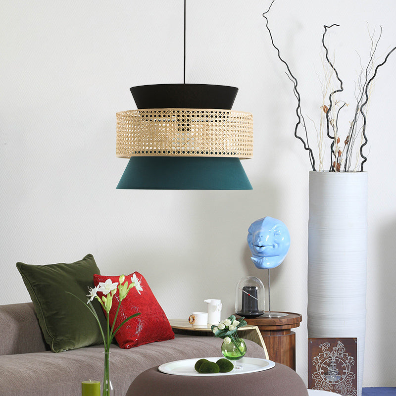 3-Tier Rattan Abstract Lightshade pendant