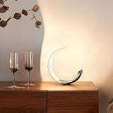 Curl Moon Table Dimmable Matt White Chrome Plated