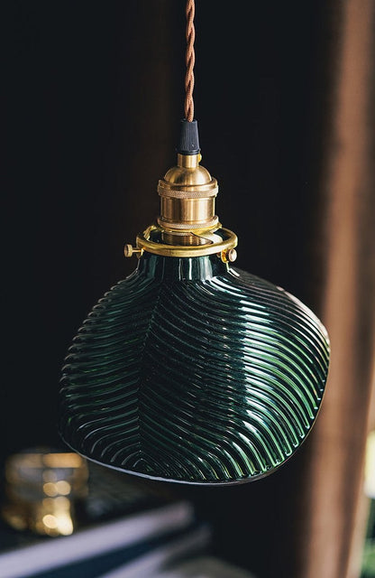 Emerald Fluted Glass Pendant Light