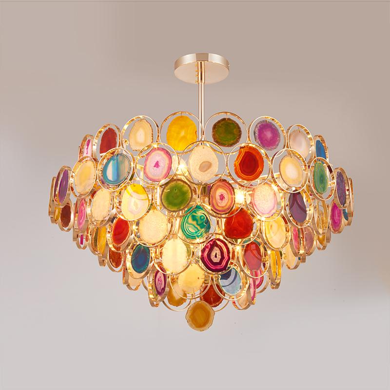 Colorful Slice Agate Chandelier for Foyer