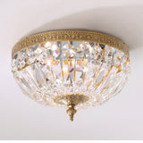 American Countryside Antique Brass Crystal Ceiling Lamp