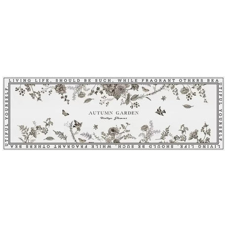 Feblilac Black and White Flower Leave PVC Leather Kitchen Mat