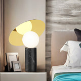 Bola Disc Table Lamp in Marquina Marble