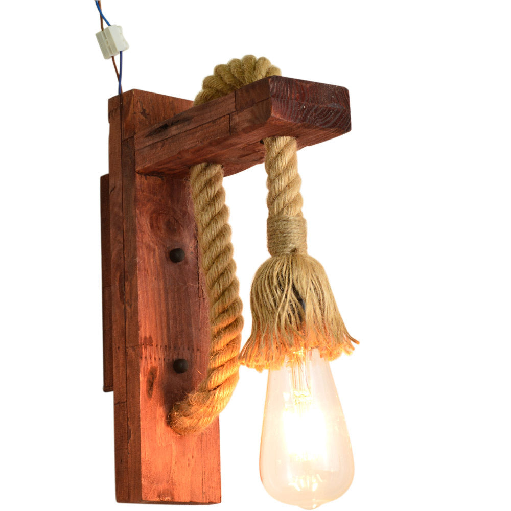 American Countryside Wooden Retro Wall Lamp