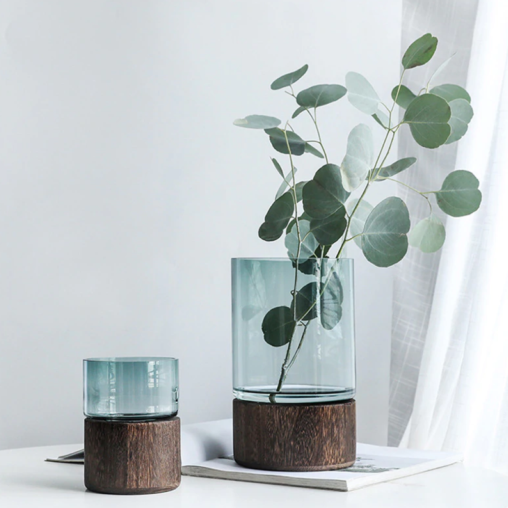 Serenity Wood Base Vases