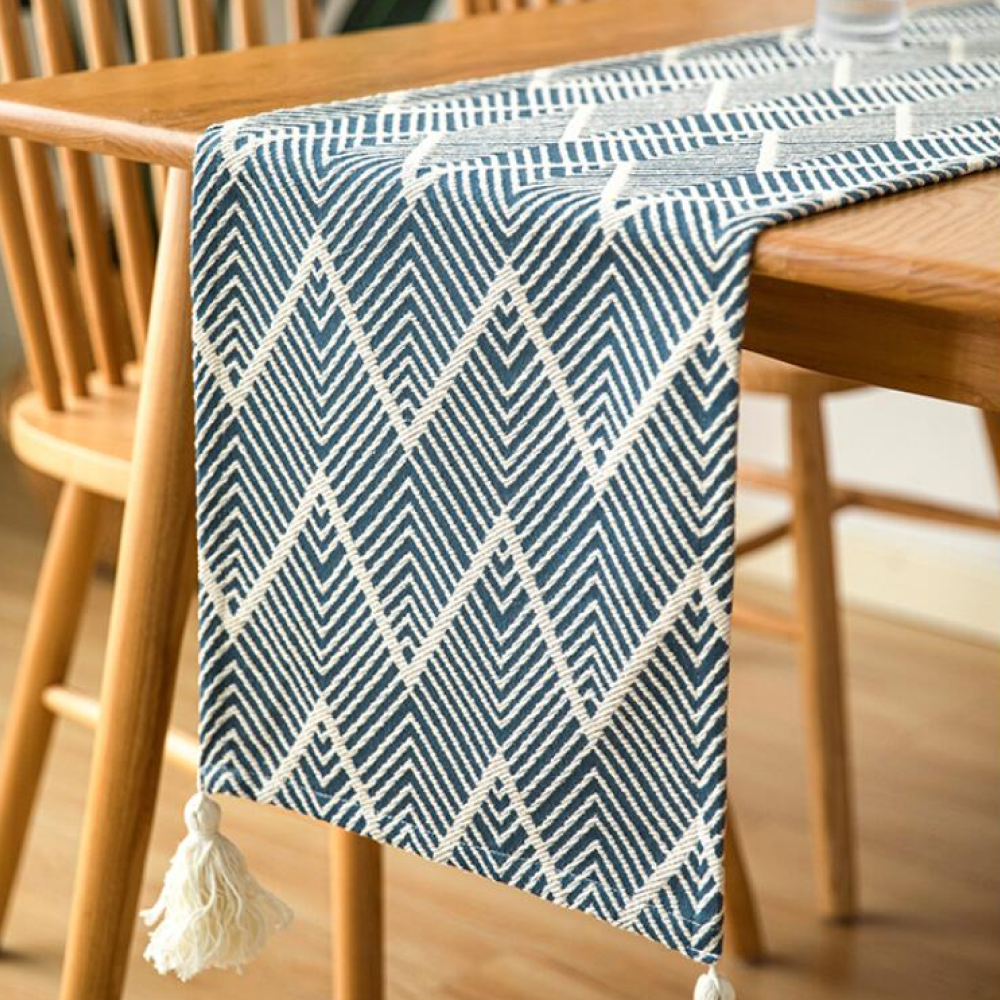 Gustav Jacquard Table Runner With Tassel