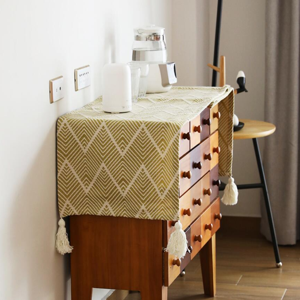 Gustav Jacquard Table Runner With Tassel