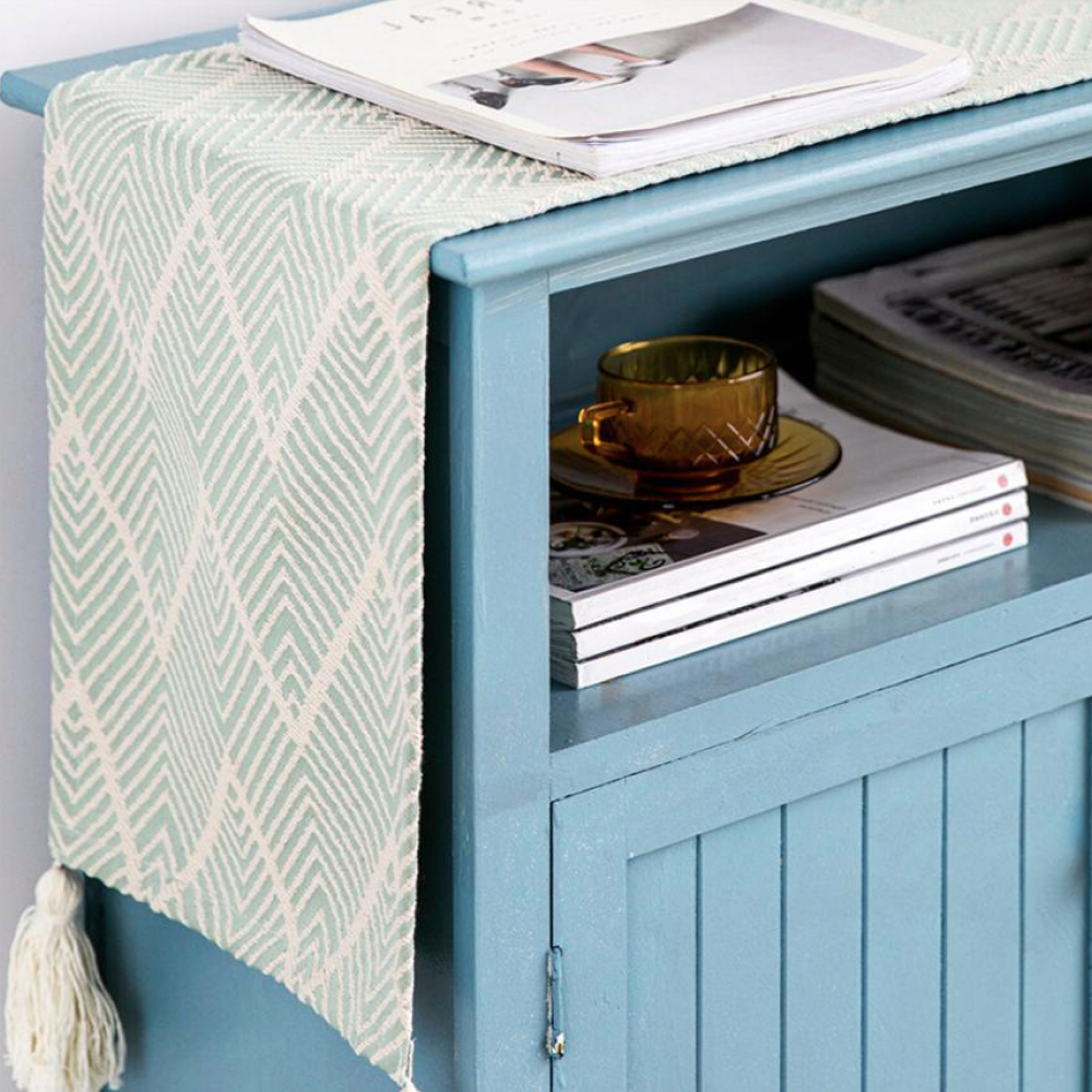 Gustav Jacquard Table Runner With Tassel