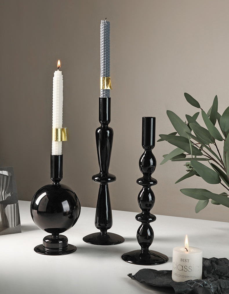 Onyx Glass Candle Holders