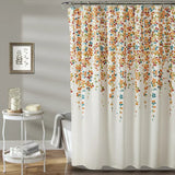 Feblilac White Flowers and Vines Red Ground Shower Curtain with Hooks, Bloom Floral Bathroom Curtains with Ring, Unique Bathroom décor, Boho Shower Curtain, Customized Bathroom Curtains, Extra Long Shower Curtain