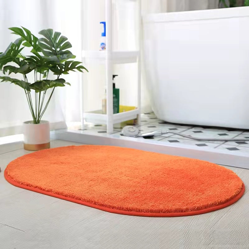 Feblilac Semicircle Solid Bark Red Tufted Bath Mat, Multiple Sized Soft Plush Water-Absorbent,  Anti Slip Toilet Mat, Soft Thick Bathroom Carpet, Pure Bathroom Mats, Simple Best Bath Rugs, Hot Shower Mat Non Slip, Toilet Rug