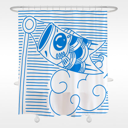 Blue Koi Fish and Cloud Shower Curtain